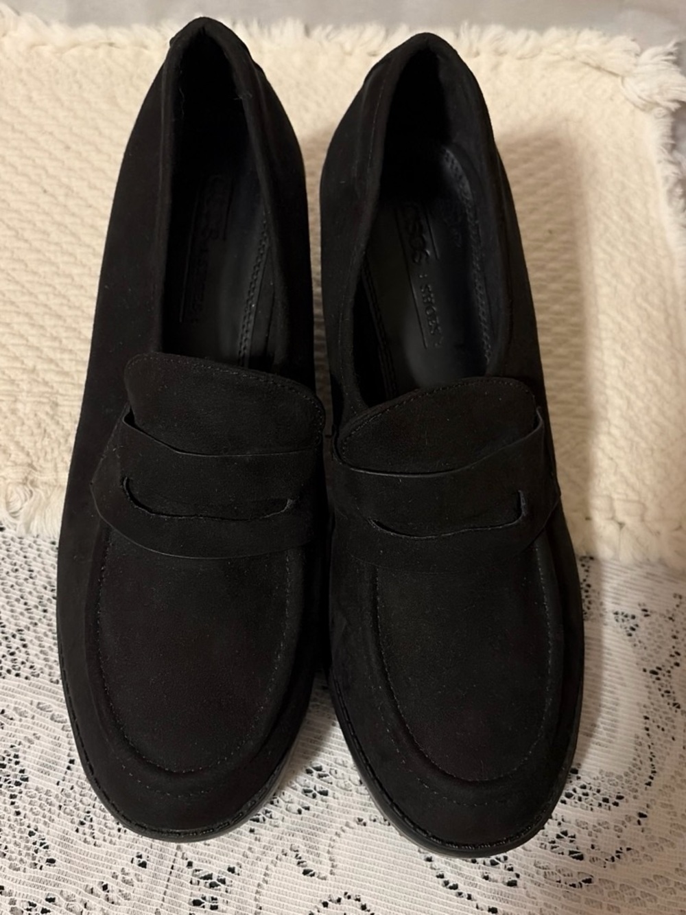 ASOS Black Suede Penny Loafers - Women's Slip-On Flats